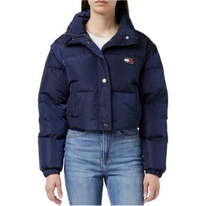 Tommy Jeans Women's Jacket Sz‎ XL Alaska Logo Flag Puffer Blue Vest THProtection